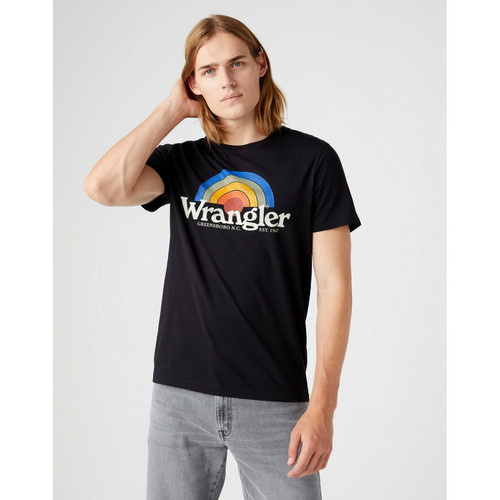 Wrangler - T-Shirt noir Homme - Promo T-shirt manches courtes