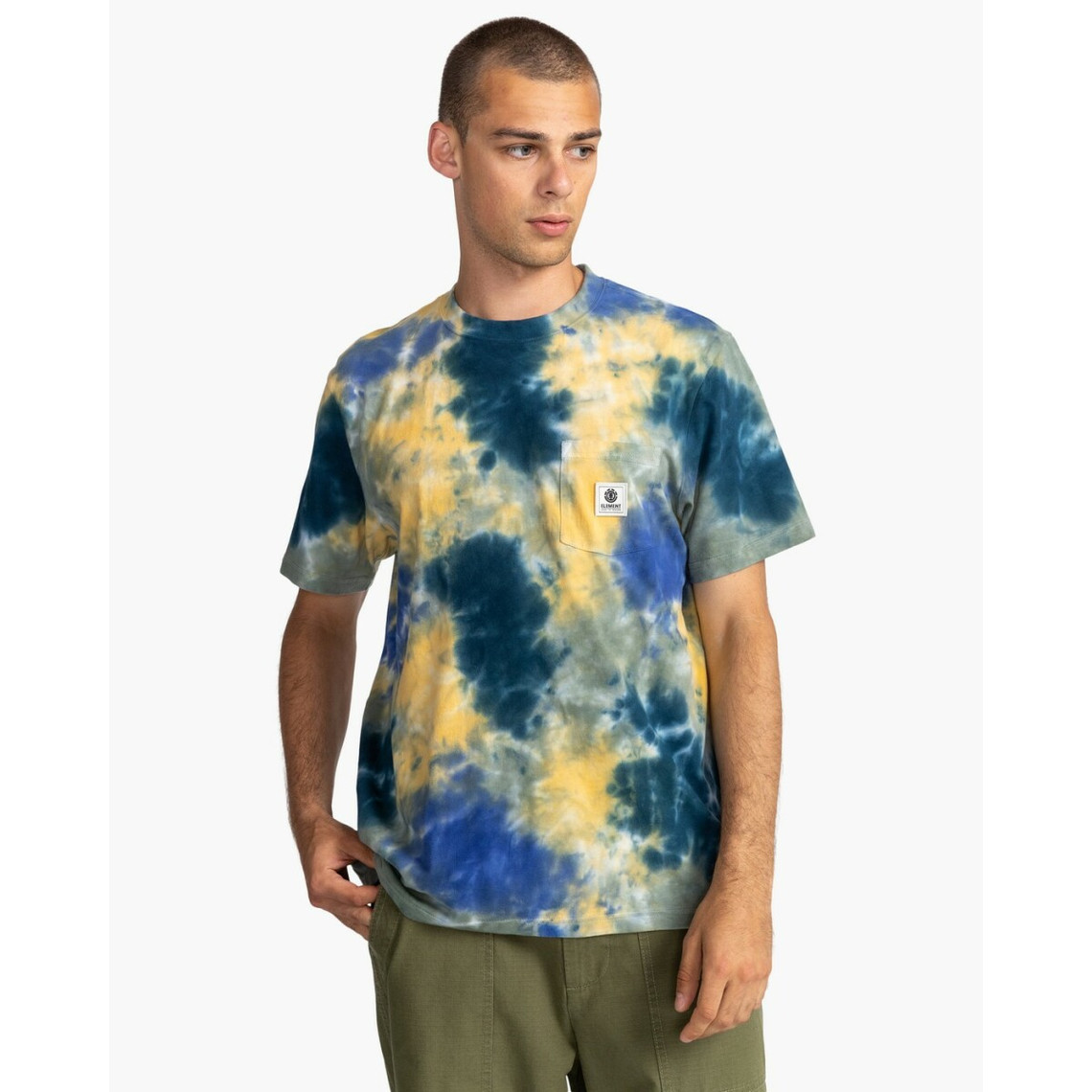 Tee Shirt-Homme Tie and Dye - Element bleu en coton