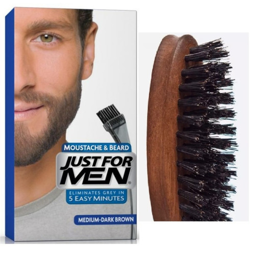 Just for Men - PACK COLORATION BARBE & BROSSE - Châtain Moyen Foncé - Coloration cheveux Just For Men - N°1 de la Coloration pour Homme