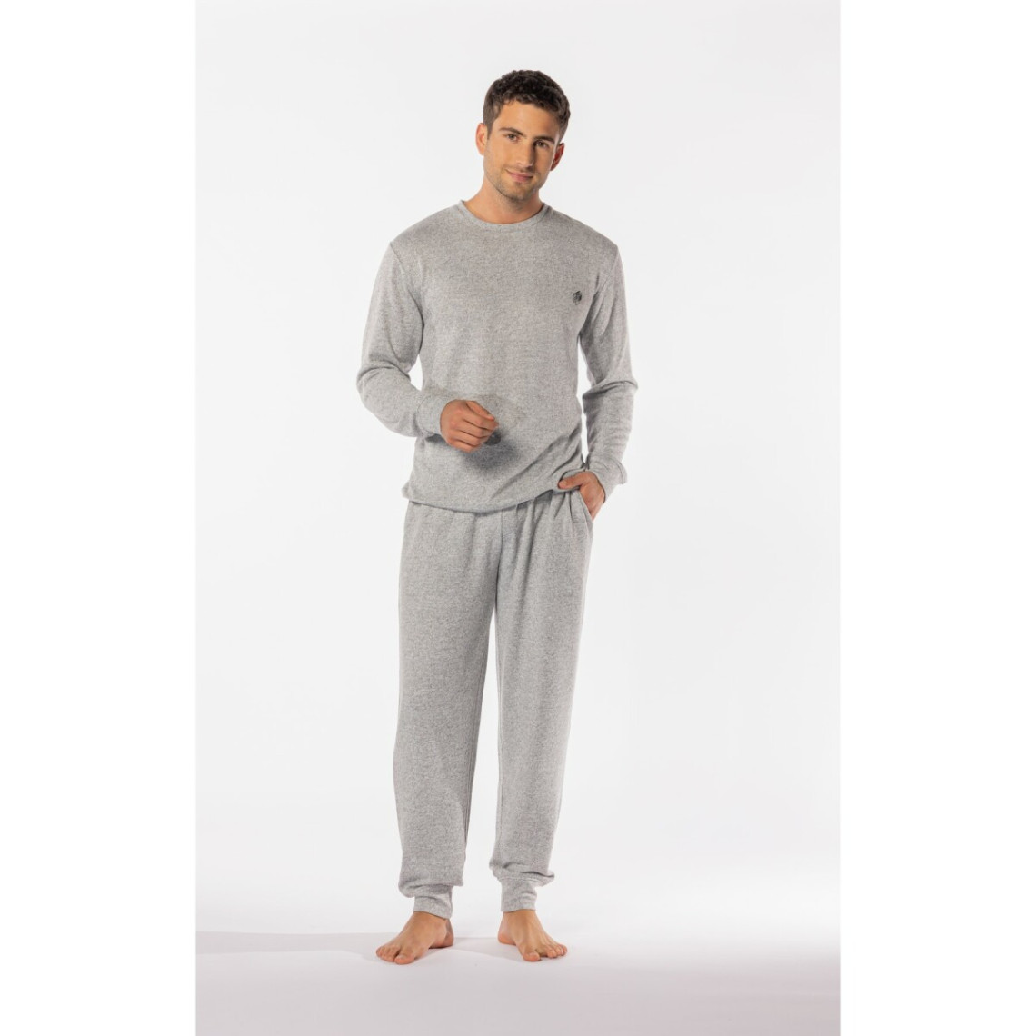 ensemble pyjama long homme gris chiné