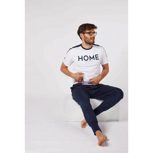 Pyjama Long homme en Coton - Blanc - Bleu Marine - Rouge / Bleu Marine Uni - Dodo Homewear Dodo Homewear LES ESSENTIELS HOMME