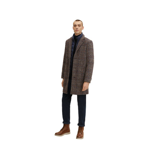 Manteau laine à carreaux - Marron Tom Tailor