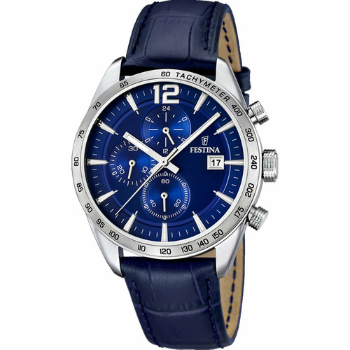 Festina - Montre Festina F16760-3 - Montre Cuir Bleue  Homme - Toutes les montres