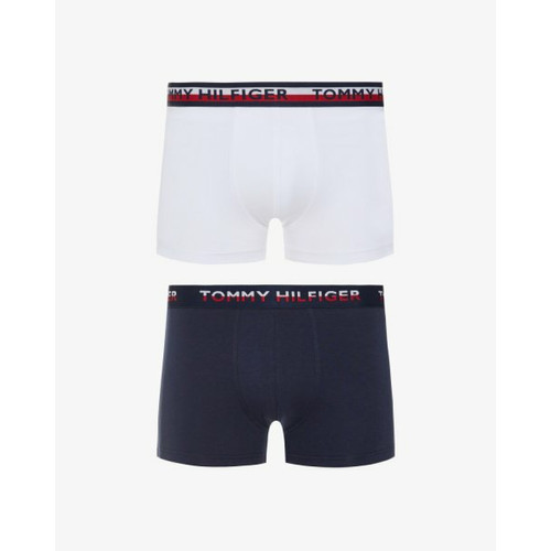 Tommy Hilfiger Underwear - Lot de 2 Boxers Coton - Ceinture Elastique Tommy Bleu Marine / Blanc - Promo Sous-vêtement & pyjama