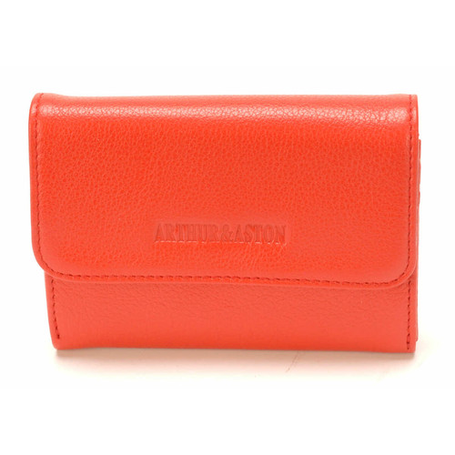 Arthur & Aston - Porte monnaie et cartes fermoir à rabat Arthur & Aston - Cuir noir Rouge - Les accessoires  femme