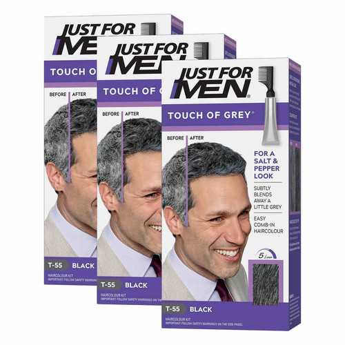 Just for Men - PACK 3 COLORATIONS CHEVEUX - Gris Noir - Coloration cheveux Just For Men - N°1 de la Coloration pour Homme