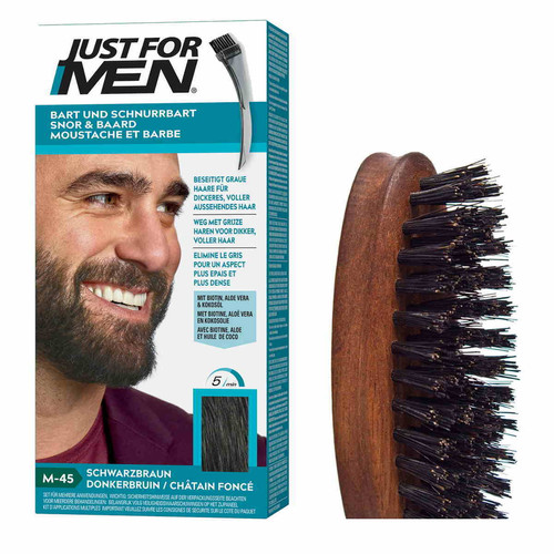 Just for Men - PACK COLORATION BARBE CHATAIN FONCE ET BROSSE À BARBE - Couleur naturelle - Just for men coloration barbe