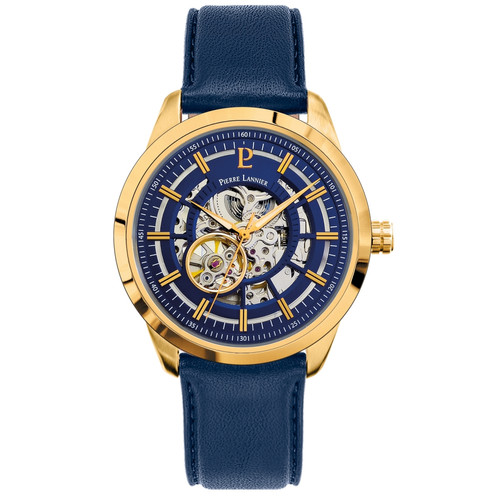 Pierre Lannier - Montre pour homme 326C066 avec bracelet en cuir bleu - Promos montres