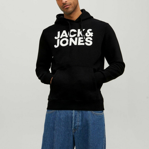 Jack & Jones - Sweat à capuche Standard Fit Manches longues Noir Andy - Vêtement de sport  homme