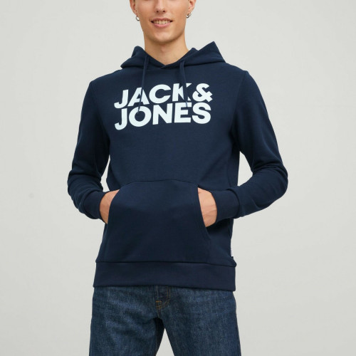 Jack & Jones - Sweat à capuche Standard Fit Manches longues Bleu Marine Tony - Vêtement homme