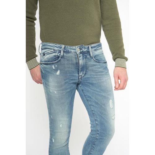 Jeans Power skinny 7/8ème jeans destroy bleu N°4 en coton Le Temps des Cerises LES ESSENTIELS HOMME