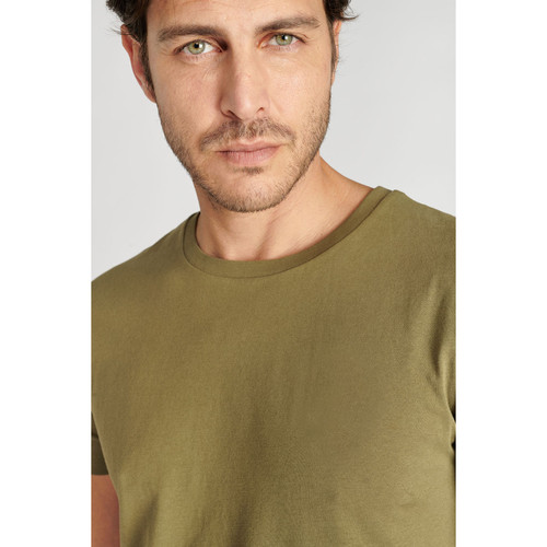 T-shirt Brown kaki vert en coton T-shirt / Polo homme