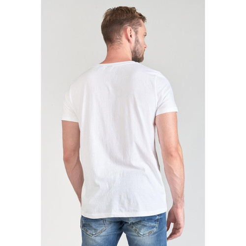 T-shirt Brown blanc en coton T-shirt / Polo homme