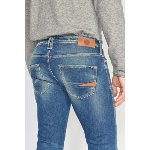 Jeans ajusté stretch 700/11, longueur 34 bleu en coton Leon Le Temps des Cerises LES ESSENTIELS HOMME