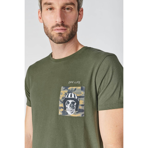 Tee-Shirt KAISER vert en coton Le Temps des Cerises LES ESSENTIELS HOMME