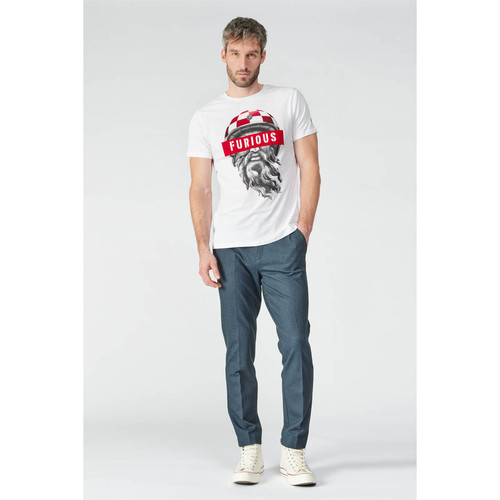 T-shirt Casi blanc imprimé en coton T-shirt / Polo homme