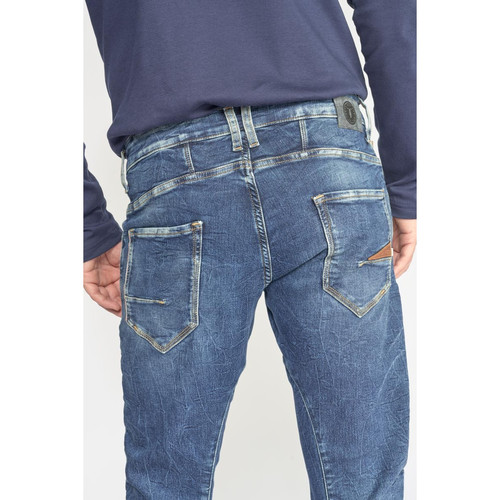 Jeans 900/3 Jogg tapered arqué  destroy bleu N°2 en coton Le Temps des Cerises LES ESSENTIELS HOMME