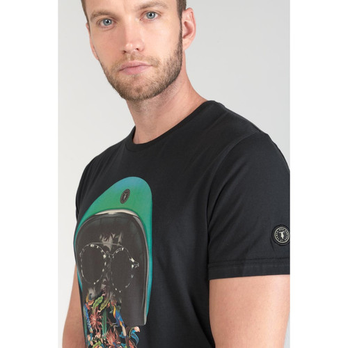 T-shirt Gregor noir imprimé en coton T-shirt / Polo homme