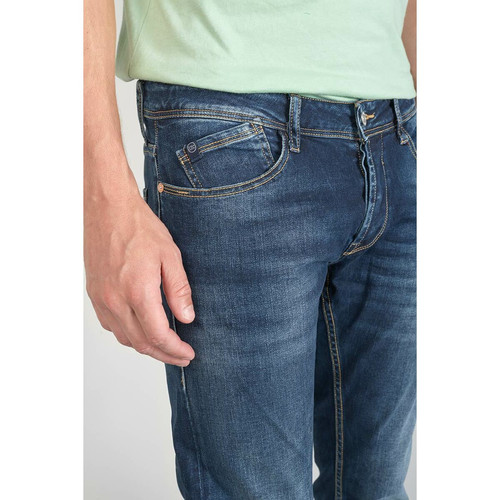Jeans ajusté stretch 700/11, longueur 34 bleu en coton Dean Le Temps des Cerises