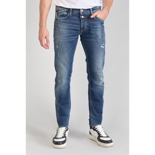 Jeans ajusté stretch 700/11, longueur 34 bleu en coton Walt Le Temps des Cerises LES ESSENTIELS HOMME