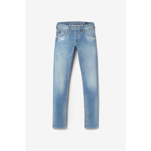 Jeans ajusté stretch 700/11, longueur 34 bleu en coton Leo Le Temps des Cerises