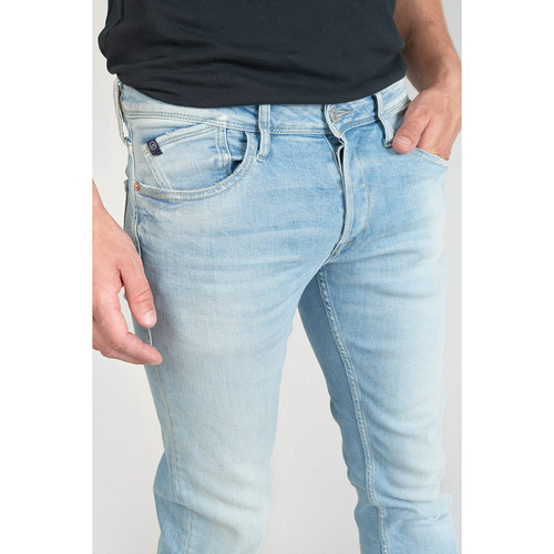 Jeans ajusté stretch 700/11, longueur 34 bleu en coton Omar Le Temps des Cerises