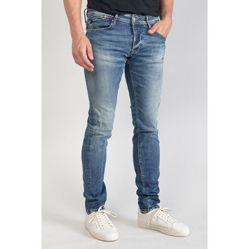 Jeans ajusté stretch 700/11, longueur 34 bleu en coton Thad Le Temps des Cerises LES ESSENTIELS HOMME
