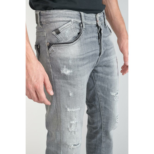 Jeans ajusté stretch 700/11, longueur 34 gris en coton Le Temps des Cerises