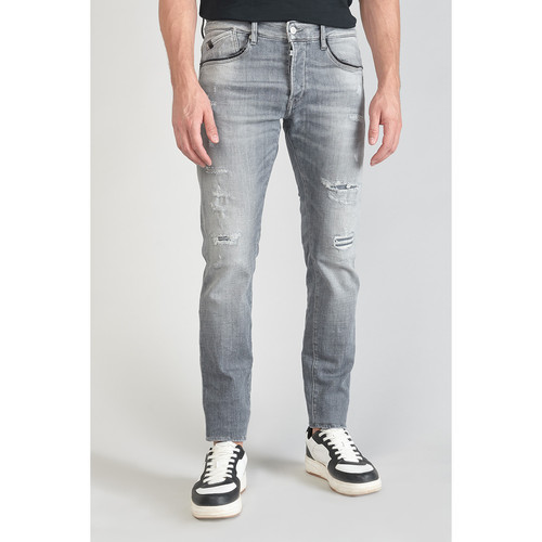 Jeans ajusté stretch 700/11, longueur 34 gris en coton Le Temps des Cerises LES ESSENTIELS HOMME