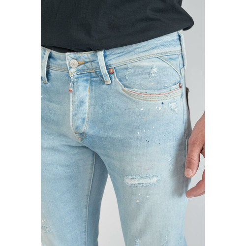 Jeans ajusté stretch 700/11, longueur 34 bleu en coton Noe Le Temps des Cerises LES ESSENTIELS HOMME