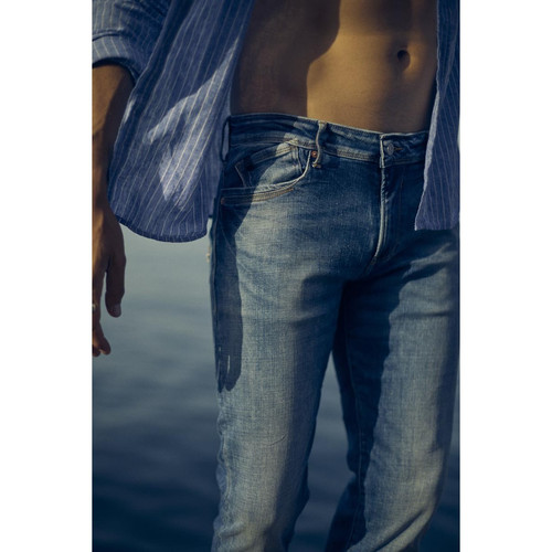 Le Temps des Cerises - Jeans regular, droit 800/12, longueur 34 bleu en coton Noah - Promos vêtements homme
