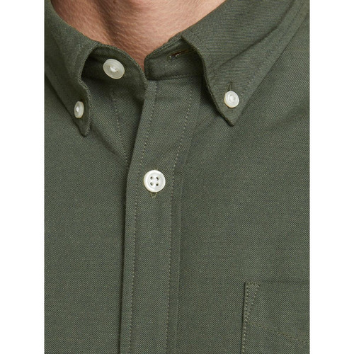 Chemise à boutons Slim Fit Col boutonné Manches longues Vert foncé en coton Tony Jack & Jones LES ESSENTIELS HOMME