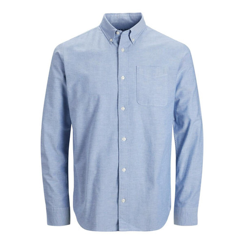Chemise habillée Slim Fit Col boutonné Manches longues Bleu en coton Jack & Jones