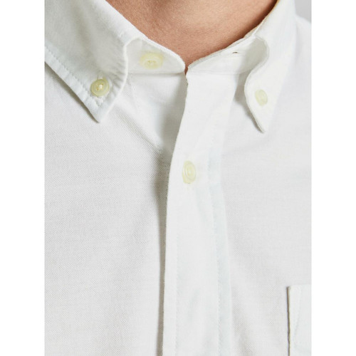 Chemise habillée Slim Fit Col boutonné Manches longues Blanc en coton Chemise homme
