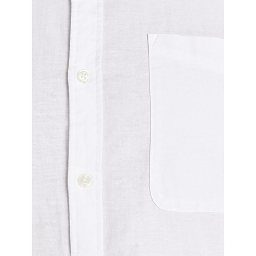 Chemise à boutons Slim Fit Col boutonné Manches longues Blanc en coton Trent Jack & Jones LES ESSENTIELS HOMME