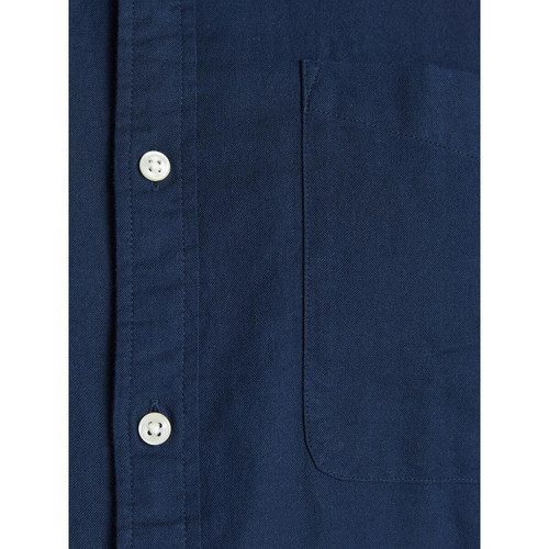 Chemise à boutons Slim Fit Col boutonné Manches longues Bleu Marine en coton Hugo Jack & Jones LES ESSENTIELS HOMME
