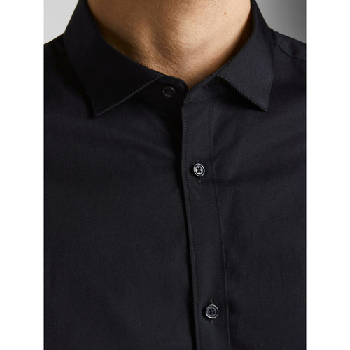 Chemise habillée Slim Fit Col chemise Manches longues Noir en coton Chemise homme