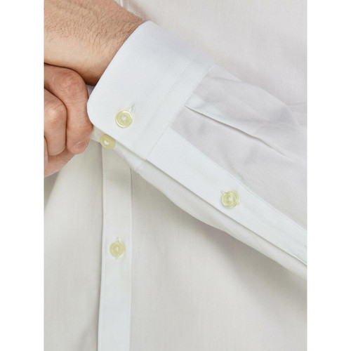 Chemise habillée Slim Fit Col chemise Manches longues Blanc en coton Chemise homme
