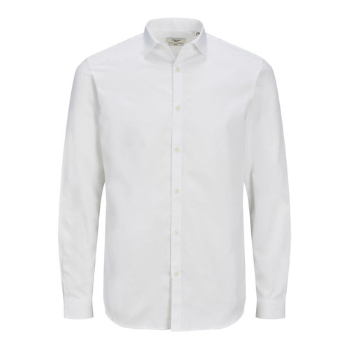 Chemise habillée Slim Fit Col chemise Manches longues Blanc en coton Jack & Jones