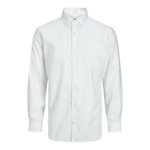 Chemise Slim Fit Col chemise Manches longues Blanc en coton Jack & Jones LES ESSENTIELS HOMME