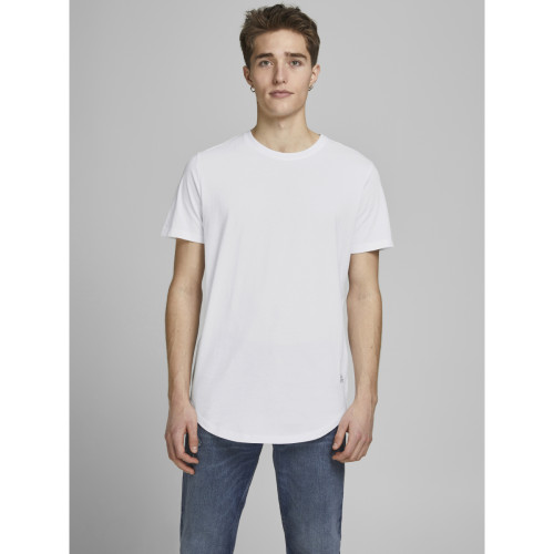 Jack & Jones - T-shirt Long Line Fit Col rond Manches courtes Blanc en coton Tate - t shirts blancs homme