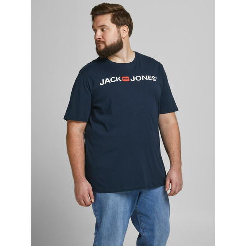 Jack & Jones - T-shirt Standard Fit Col rond Manches courtes Bleu Marine en coton Brett - Toute la mode homme