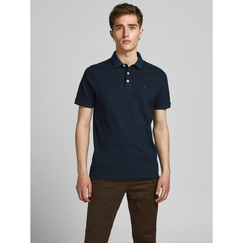 Jack & Jones - Polo Slim Fit Polo Manches courtes Bleu Marine en coton Mark - T-shirt / Polo homme