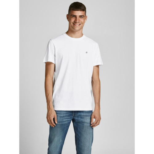 Jack & Jones - T-shirt Standard Fit Col rond Manches courtes Blanc en coton Grant - Vêtement homme