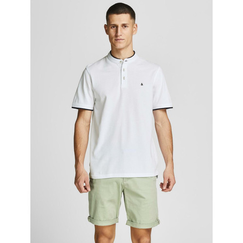 Jack & Jones - Polo Slim Fit Polo Manches courtes Blanc en coton Gage - T-shirt / Polo homme