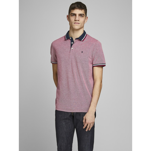 Jack & Jones - Polo Slim Fit Polo Manches courtes Rouge en coton Jude - T-shirt / Polo homme
