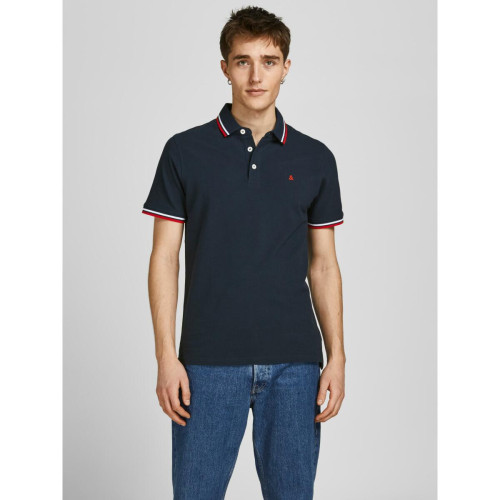 Jack & Jones - Polo Slim Fit Polo Manches courtes Bleu Marine en coton Gary - T-shirt / Polo homme