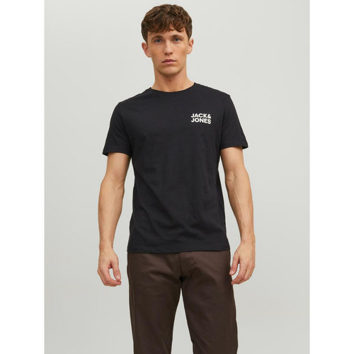 Jack & Jones - T-shirt Standard Fit Col rond Manches courtes Noir en coton Liam - Vêtement homme