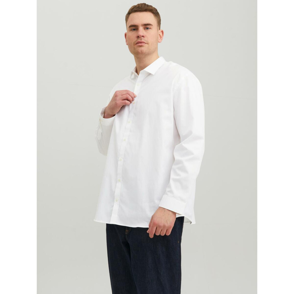 Chemise habillée Loose Fit Col chemise Manches longues Blanc en coton