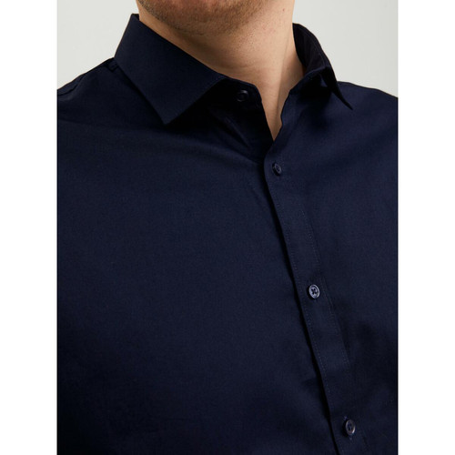 Chemise habillée Loose Fit Col chemise Manches longues Bleu Marine en coton Jack & Jones LES ESSENTIELS HOMME